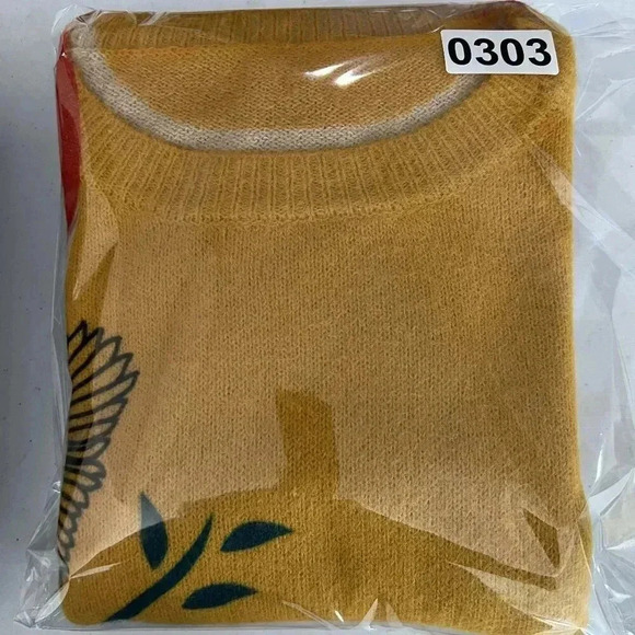 YESNO Wool Blend Womens L Sweater Graphic Oversized Pullover Casual Loose Long S - Picture 14 of 14